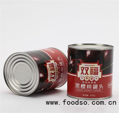 雙福食品黑櫻桃罐頭水果罐頭罐裝820g