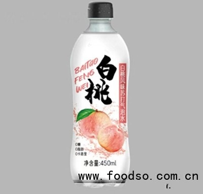 喜時樂白桃風味蘇打氣泡水450ml夏季飲品招商