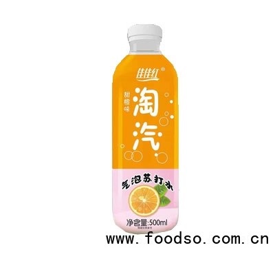 佳佳紅氣泡蘇打水甜橙味500ml2022新品蘇打氣泡水夏季飲品招商