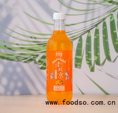 藍嘉源老汽水瓶裝汽水橙汁味老北京汽水招商碳酸飲料汽水520ml