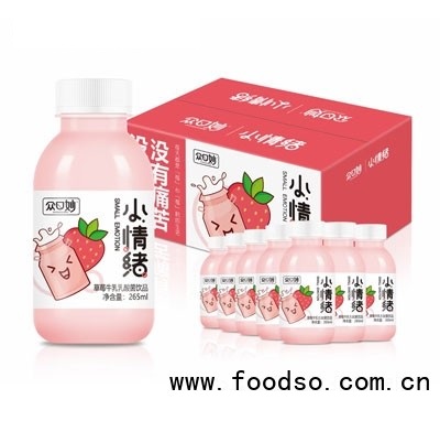 眾口妙小情緒草莓牛乳乳酸菌飲品