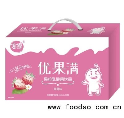 潼博優(yōu)果滿果粒乳酸菌飲品草莓味450mlX15