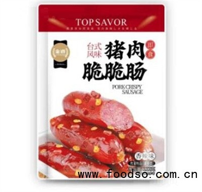 金語(yǔ)新品112g袋裝即食豬肉脆脆腸辣味即食