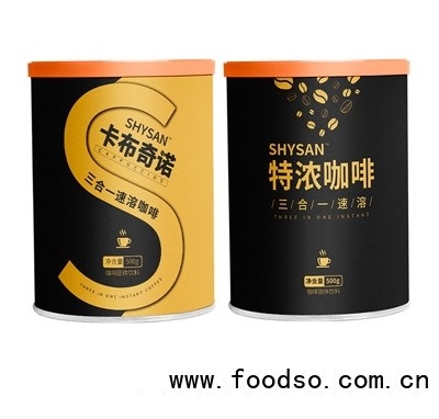 盛陽(yáng)山咖啡粉批發(fā)卡布奇諾沖飲罐裝即溶三合一原味濃縮特濃速溶咖啡