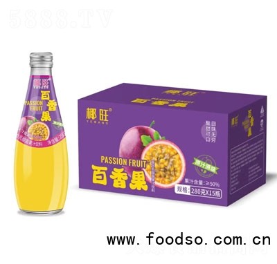 椰旺百香果果汁飲料280x15玻璃瓶復(fù)合乳酸菌果汁飲料