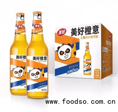 美好碳酸飲料果汁汽水桔子味500ml×12瓶