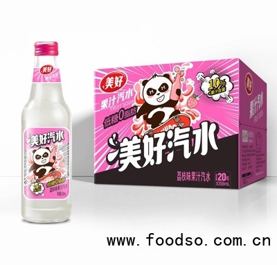 美好果汁汽水碳酸飲料荔枝味358ml×20瓶