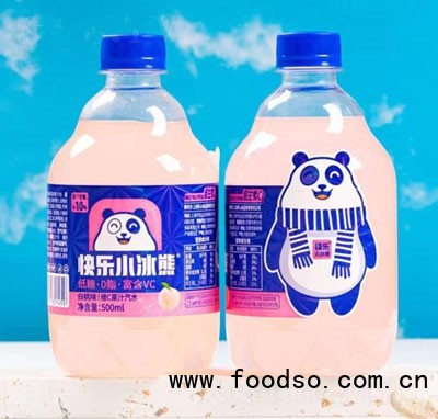 快樂(lè)小冰熊白桃味維C果汁汽水500ml